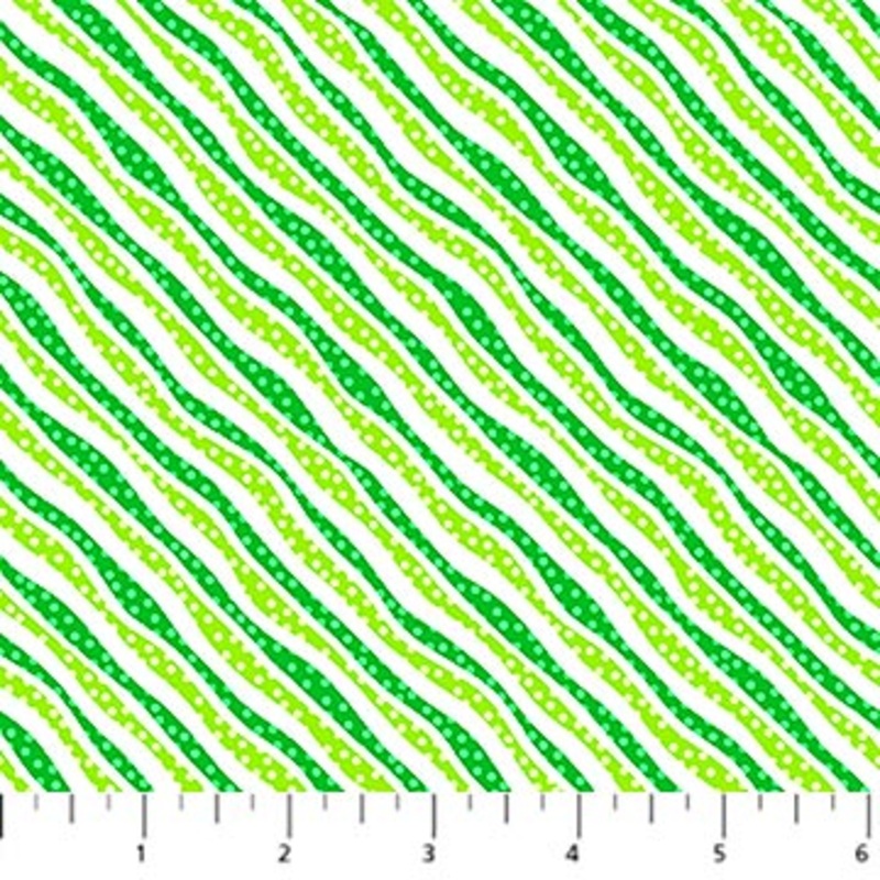Lucky Wavy Stripe Irish Green Patrick Lose Northcott Cotton Fabric