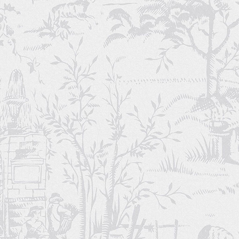 Toile de Jouy Wallpaper - Sugared Grey