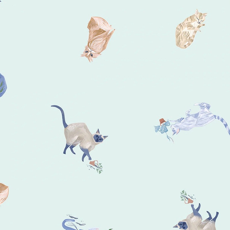Fronds and Felines STELLA-DRR2104 MIST Felines