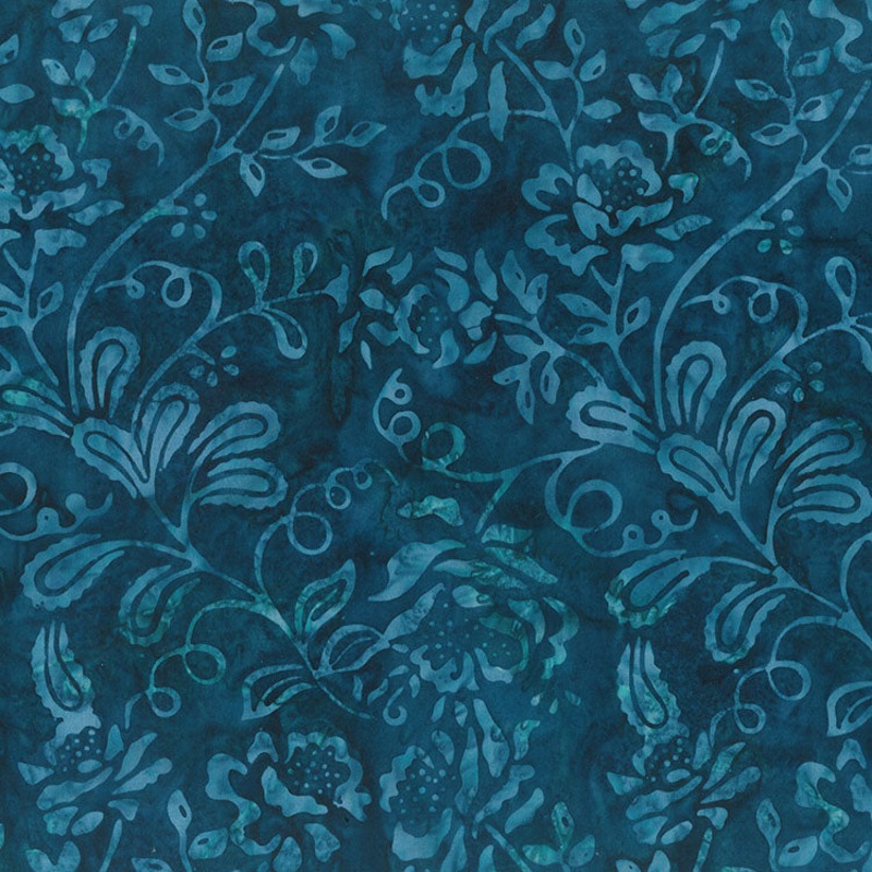 Garden Spirit Batik 83180-64 Dark Teal Floral Spray