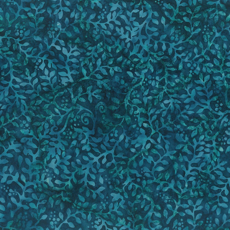 Garden Spirit Batik 83182-64 Dark Teal Leafy Vine