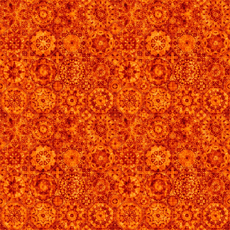 Quilt Room Kitties 30382-O Burnt Orange Packed Medallion