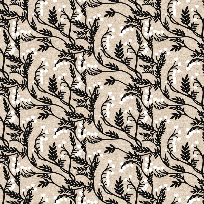 Grove CL90925-99 Branches Black 55% Linen 45% Cotton