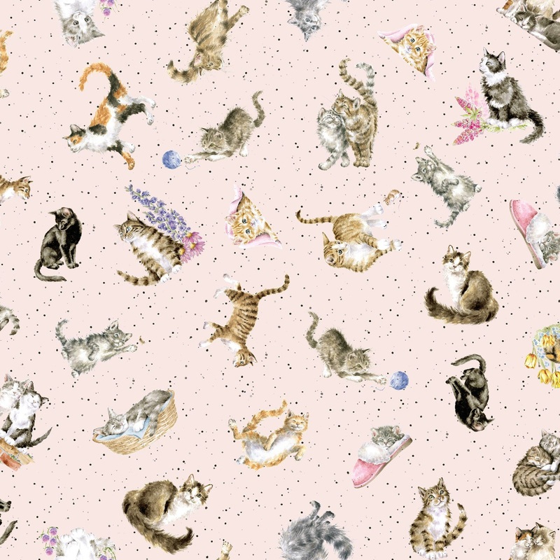 Whiskers & Paws MAS10416-P Tossed Cats Pink