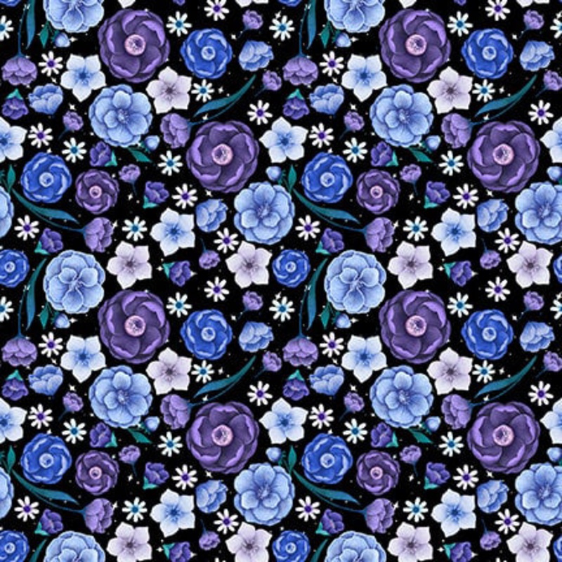 Jardin de Lune Glow 3826G-99 Black Small Floral