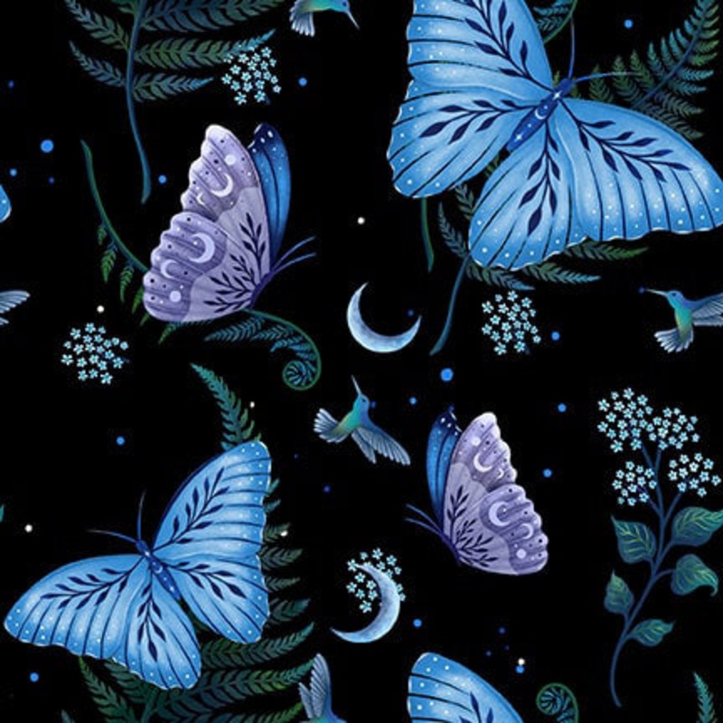 Jardin de Lune Glow 3827G-99 Black Butterflies