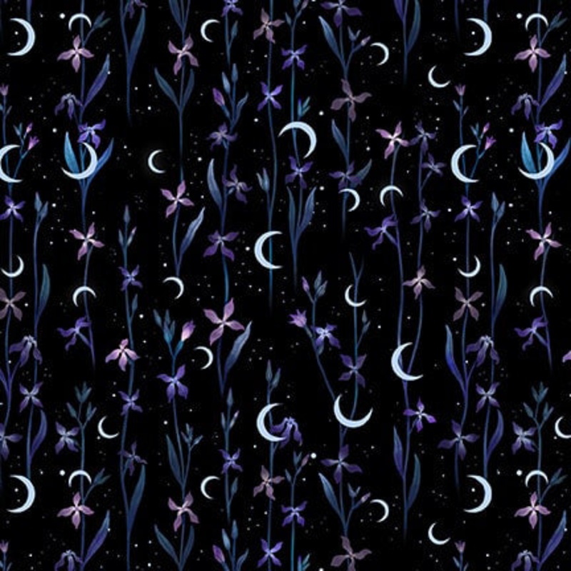Jardin de Lune Glow 3830G-99 Black Crescent Moons with Flowers