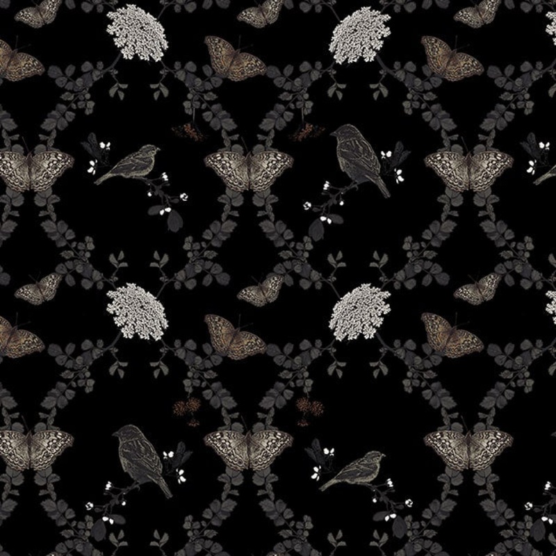 Nature's Whisper 3527-99 Black Birds, Butterflies and Flowers